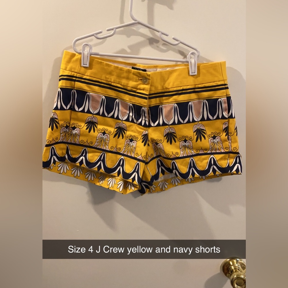 J Crew yellow and navy shorts